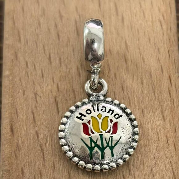 Pandora Holland Michigan Keukenhof Flower Charm, S925 Silver Bracelets - Picture 1 of 4